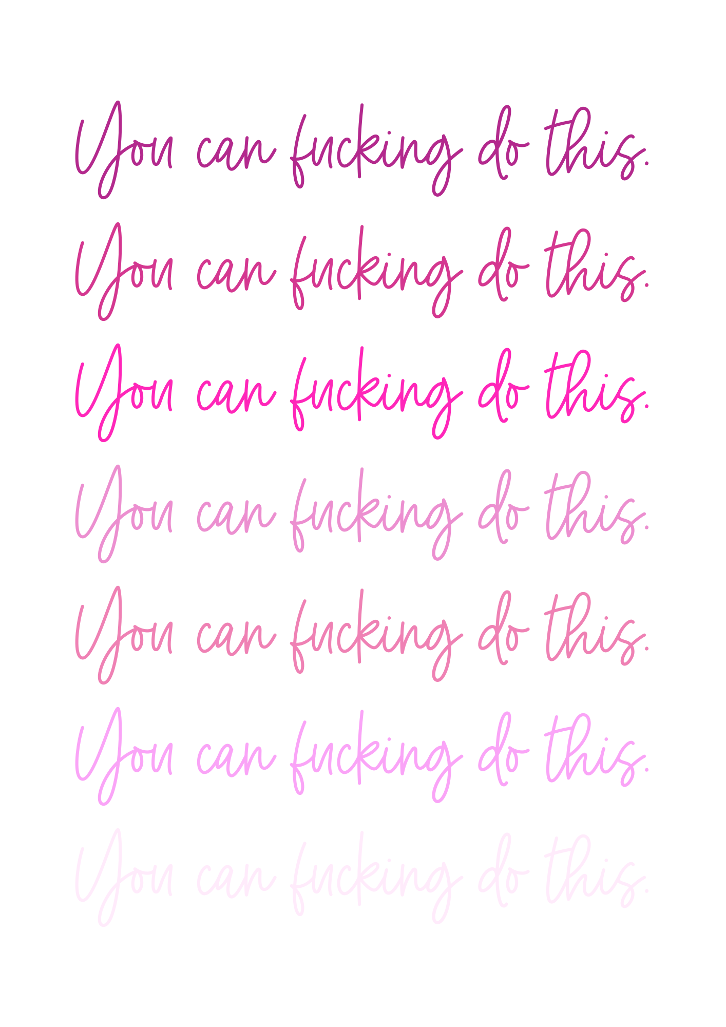 Female empowerment wall print | You can f*cking do this print