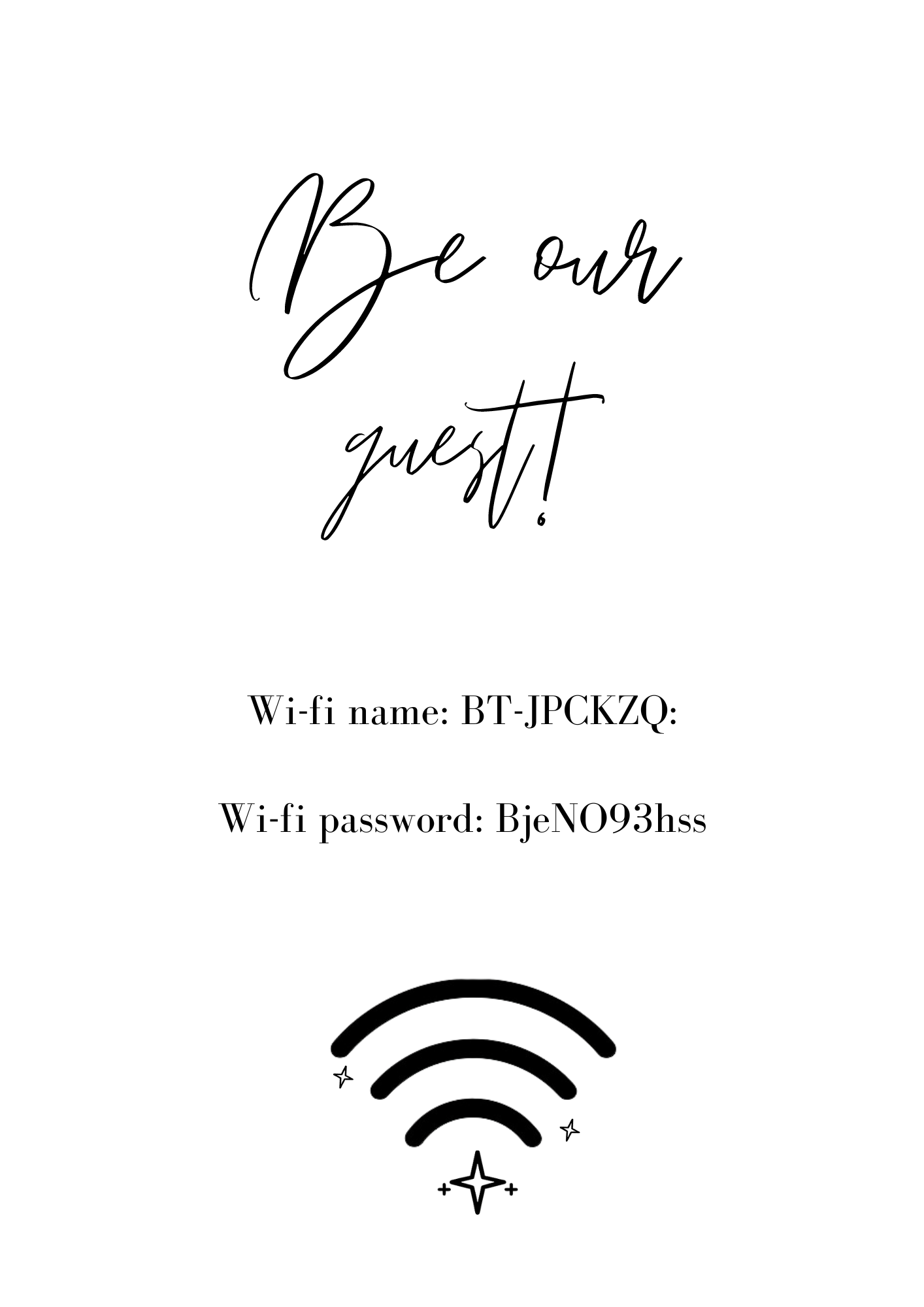 Customisable wifi password print